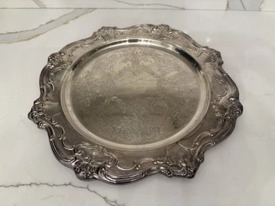 Bandeja redonda para servir Gorham plateada 13" YC1344 colección Chantilly vintage Foto 1 de 4
