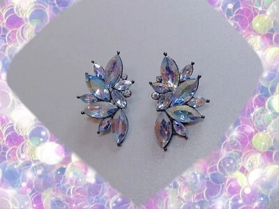 Orecchini donna ali pendenti cristallo brillante girl regalo moda strass argento - Immagine 1 di 3