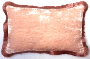 ANKE DRECHSEL Cushion PLAIN Fringe Pink Quartz Silk Velet Pillow Kissen Rosa - Bild 1 von 18