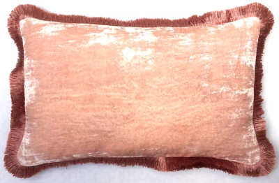 ANKE DRECHSEL Cushion PLAIN Fringe Pink Quartz Silk Velet Pillow Kissen Rosa - Bild 1 von 4