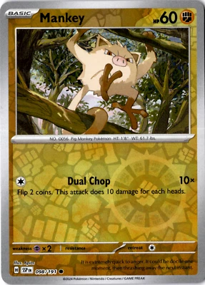 Mankey 098/191 Sv08: Surging Sparks Reverse Holo - Image 1 of 3