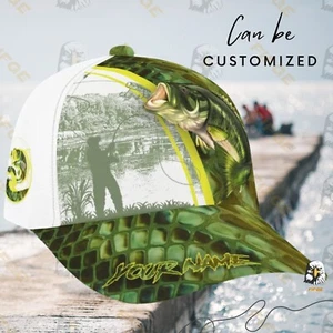 Personalized Bass Fishing 3D Cap, All Over Print Classic Baseball Cap for Men - Picture 1 of 7