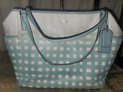 Coach Gingham Saffiano Leather baby diaper Tote Shoulder bag 30342-read descript - Image 1 of 4