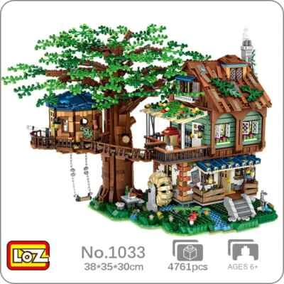 LOZ 2 en 1 Bosque Árbol Casa Cabaña Jardín Rueda Agua Columpio 4761 piezas Ladrillos Juguete Foto 1 de 4