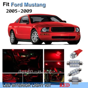 For 2005-2009 Ford Mustang Premium Red LED Interior Lights Kit 6 Pieces - Picture 1 of 7