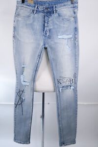 Ksubi Van Winkle Punk Blues Jeans Stretch Skinny Fit Distressed Men Size 33 x 32