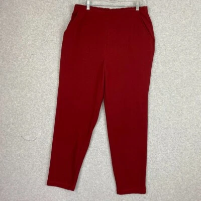 White Stag Pants Womens 14W/16W Maroon Red High Rise Pull On Stretch Ribbed Knit - Image 1 of 4