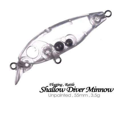 30PCS 5.5cm 3.5g Shallow Diver Floating Minnow Unpainted Bait Blank Fishing Lure - Image 1 of 4