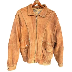 Vintage Kuang Huei Distressed Genuine Leather Flight Bomber Jacket Size Small - Picture 1 of 12