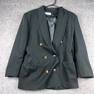 Ellen Tracy Womens Jacket 12 Green Long Sleeve Button Double Breasted - Picture 1 of 8