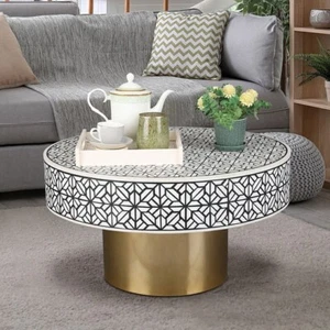 Bone Inlay Furniture, Bone inlay Coffee table, Bone inlay Center Entryway table - Picture 1 of 4