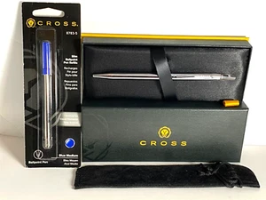 CROSS LUSTROUS CHROME CLICK BP INK PEN AND PEN POUCH (HOLDER) IN BOX #AT0622-101 - Picture 1 of 6