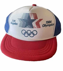 Vintage 1984 Olympics Trucker Mesh SnapBack Cap Los Angeles USA Action Headwear - Picture 1 of 3