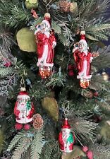 Vintage Mercury Glass Santa Claus Christmas Ornaments ~ 3.5"- 6", Lot of 4  