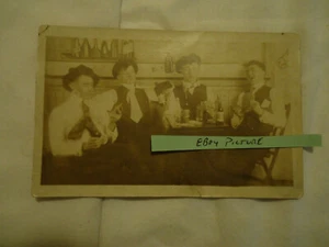Men playing cards & drinking beer real photo postcard - Picture 1 of 2
