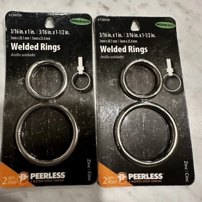 Lot of 2 Packs Peerless Welded Rings Med Duty 4728038 3/16" x 1" & 3/16" x 1-1/2 - Image 1 of 4