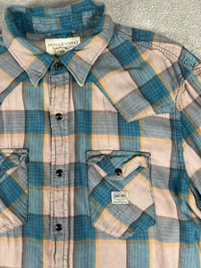 Ralph Lauren Denim & Supply Mens L Western Pearl Snap Shirt Blue Pink Plaid - Picture 1 of 9