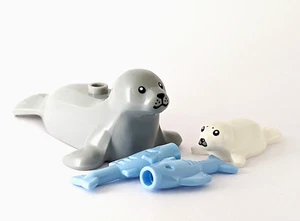Lego Robbe mit Baby Robbe Welpe plus zwei blaue Fische - Bild 1 von 5