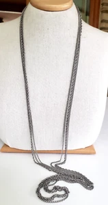 Collar Vintage Multi Hilos 3 Cadenas Tono Plata 52" Cierre Plegable - Imagen 1 de 5