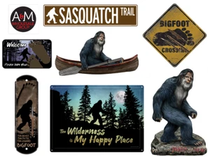 Sasquatch BIGFOOT Home Decor Collectible Items: Die Cut Metal Signs, Thermometer - Picture 1 of 8