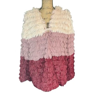MINKPINK Gr. M Lost Weekend Kunstfell Long Shag Colorblock Hippie Boho Retro - Bild 1 von 10