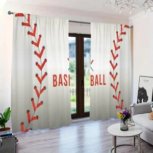 2 Panels 3D Sports Baseball Curtains Window Drapes for Bedroom Living Room - Picture 1 of 41