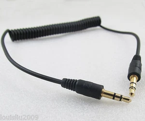 "Cable de audio estirado retráctil estéreo dorado de 3,5 mm 1/8" macho a macho" 5 piezas - Imagen 1 de 5