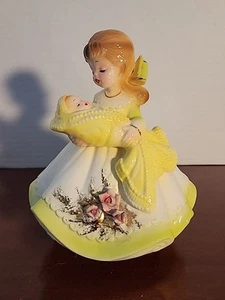 Josef Originals Girl Doll Soft Green Dress Holding Baby Vintage Figurines Music  - Picture 1 of 5