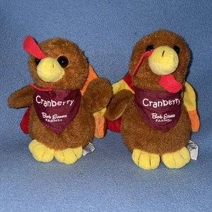 Bob Evans Farms Cranberry The Turkey Plush 6” Chelsea Teddy Bear Co. Set Of 2 Mr - Picture 1 of 6