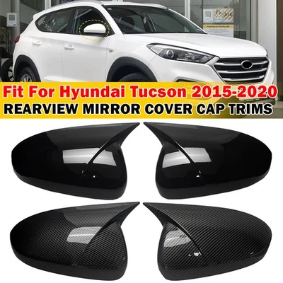 Tapacubos ABS negro brillante/fibra de carbono para Hyundai Tucson 2015-2020 Foto 1 de 4
