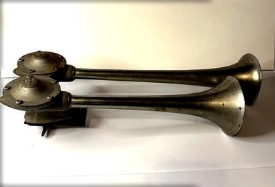Bocina de aire Hadley doble trompeta con montaje de válvula 14" 16,5" camión barco coche rata varilla de colección Foto 1 de 4