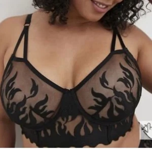 Torrid Curve Longline-BH schwarz Spitze Stickerei Damengröße 2 47-50 EG - Bild 1 von 9