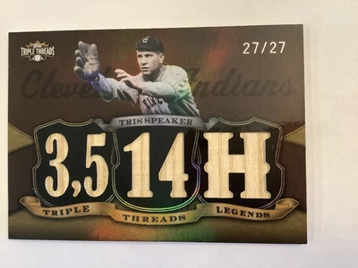 TRIS SPEAKER 2009 Topps Triple Threads Legend Relics GAME USED BAT 27/27 INDIANS - Image 1 of 4