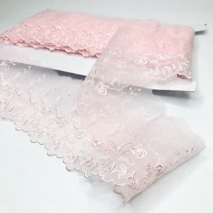 Vintage Lace Fabric Trim Pale Pink Floral Edging Nylon Ribbon Decorative Roll - Picture 1 of 5