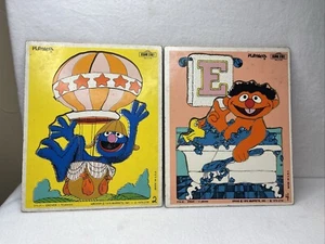 Vtg Playskool Puzzles Sesame Street Grover Ernie Duckie Frame Tray Puzzle 1970s - Picture 1 of 1