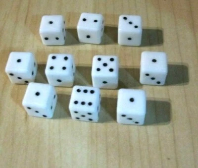 Würfel 10x10x10 mm weiß 10-100 Stück Würfeln Spiele Zubehör 1-6 Augen B Ware