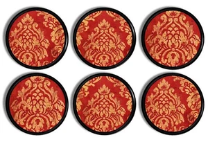 Rot & Gold Barock Schrankknöpfe - Damast viktorianische Schubladengriffe (4er & 6er Pack) - Bild 1 von 6