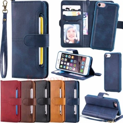 Magnetic Removable Leather Wallet Case Cover For iPhone 11 6s Samsung S10 S8 S9+ - Image 1 of 4