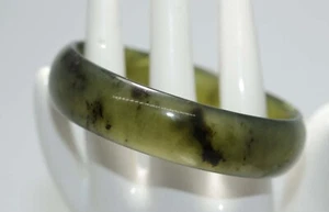 STUNNING VINTAGE NEAR TRANSPARENT MOTTLED GREEN JADEITE 58mm BANGLE As found - Picture 1 of 15