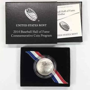 2014 S BASEBALL HALL OF FAME PROOF CLAD HALF DOLLAR COMMEMORATIVE PACKAGING COA - Picture 1 of 2