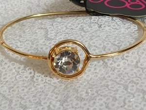 Paparazzi Jewelry New Gold White Rhinestone Cuff Bracelet - Picture 1 of 6