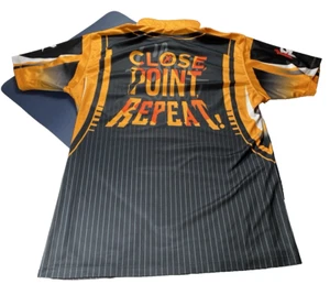 Red-Eye Rhino Dart Shirt L Close Point Repeat Orange Black Distress - Picture 1 of 9