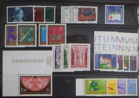 Liechtenstein 1975 Full Year set.  All MNH Cover