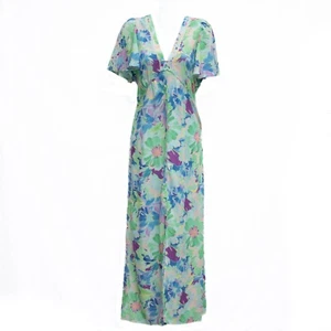 Vestido Caftán Esmalte Francés Para Mujer S Pastel Floral Tropical Resort Abertura Frontal - Imagen 1 de 9