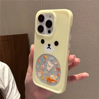 Cute Bear Print Shockproof Phone Case Anti drop Cover for iPhone 15 14 13Pro Max - Image 1 of 4