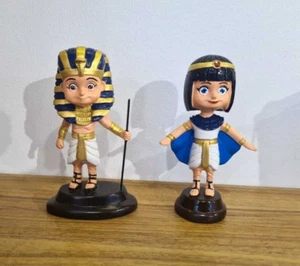 Adorable Two Small Figurines Depicting King Tutankhamun W/ a Cobra and His Wife - Picture 1 of 7