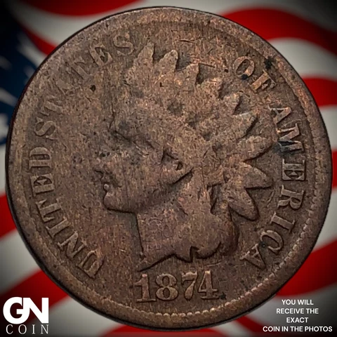 1874 Indian Head Cent Penny  Q7638 Cover