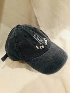 “Nice Cans” Washed Denim Baseball Cap Adjustable with Buckle 100% Cotton - Picture 1 of 8