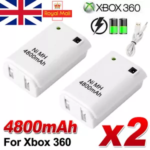 For Microsoft Xbox 360 Wireless Controller Rechargeable Battery Pack x2 - White - Picture 1 of 9