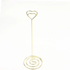 Gold 10 Sign Holders 8" Heart Place Card Clips Metal Table Number Stands Party - Picture 1 of 9